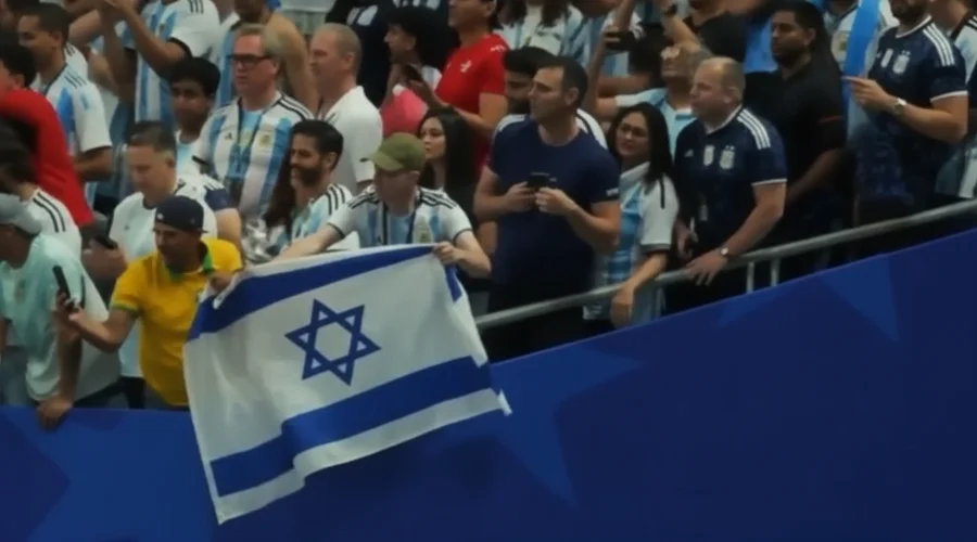 Spectator Displays Israeli Flag During Argentina-Egypt World Cup Match